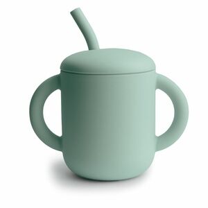 Mushie Silicone Training Cup + Straw Cambridge Blue NWT 6M+
